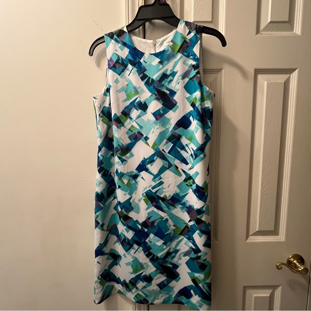 Calvin Klein Dress Blue, White, Green, and Purple
